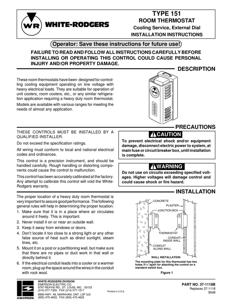 White Rodgers TYPE 151 installation instructions