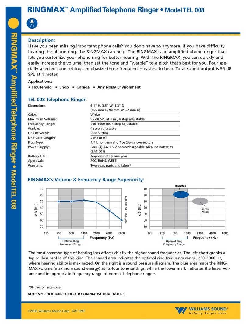 Williams Sound TEL008 Specification sheet