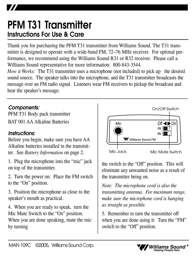 Williams Sound Transmitter PFM T31 Assembly instructions