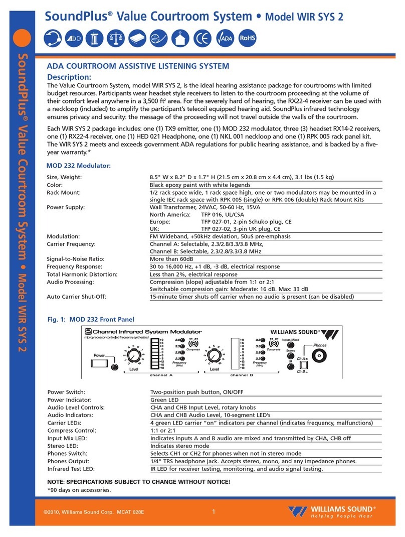 Williams Sound SoundPlus Value Courtroom System WIR SYS 2 User manual Williams Sound SoundPlus Value Courtroom System WIR SYS 2 User manual