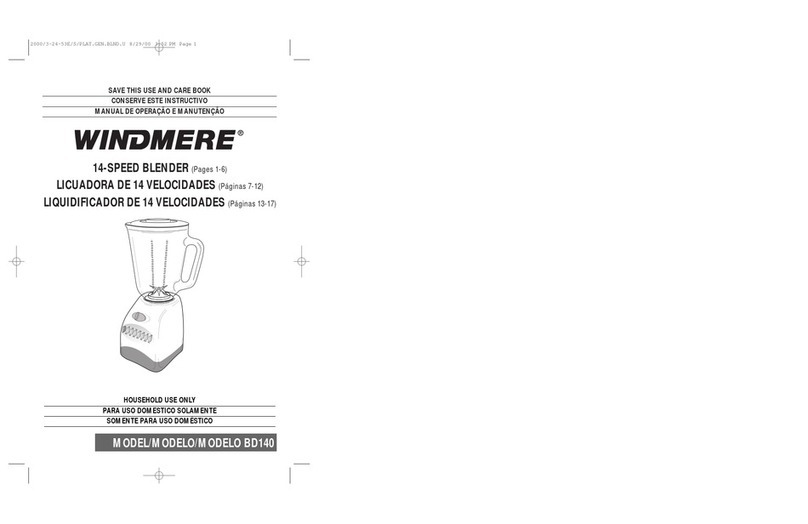 Windmere BD140 Use and care book