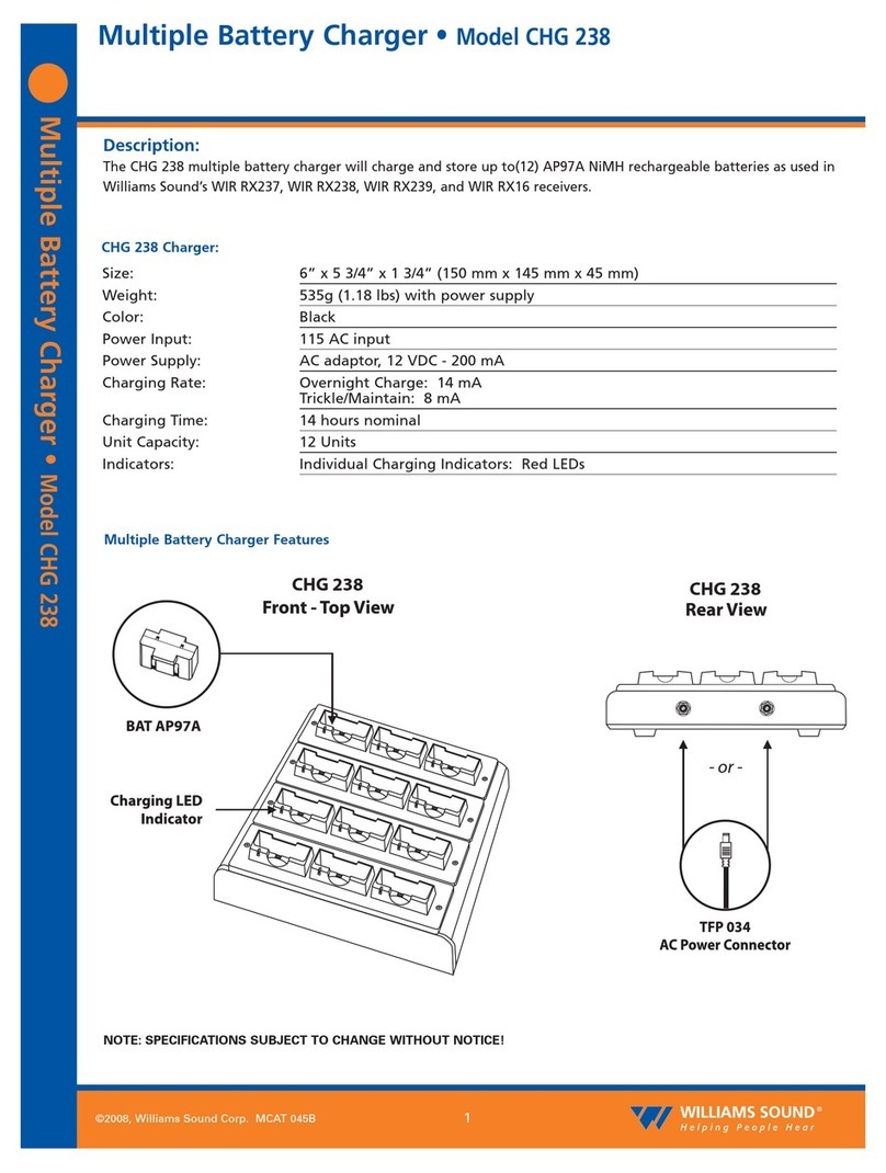 Williams Sound CHG 238 Specification sheet