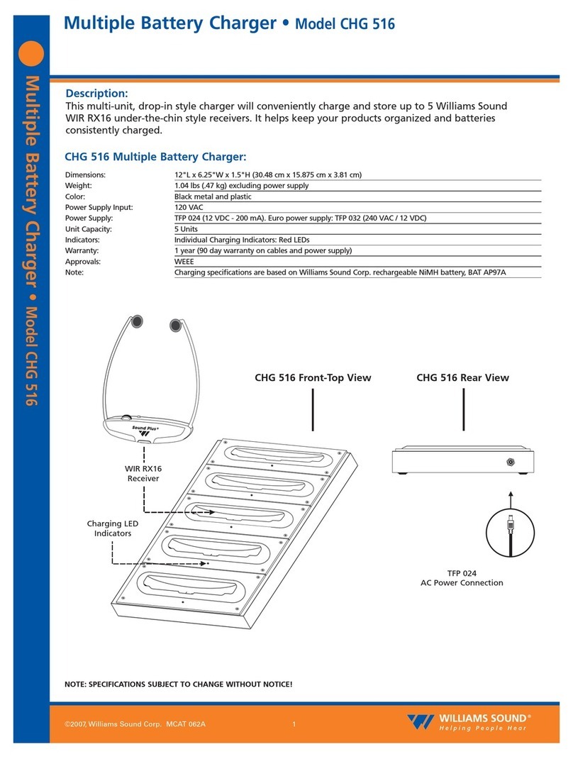Williams Sound CHG 516 Specification sheet