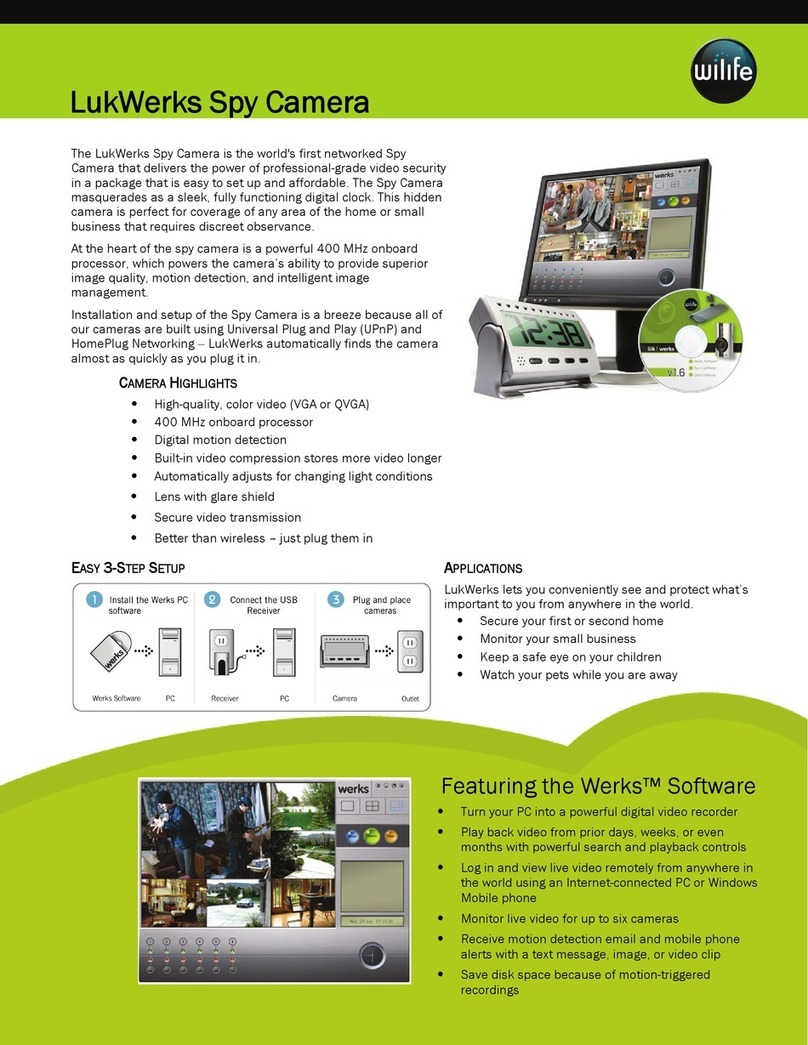 WiLife Spy Camera Specification sheet
