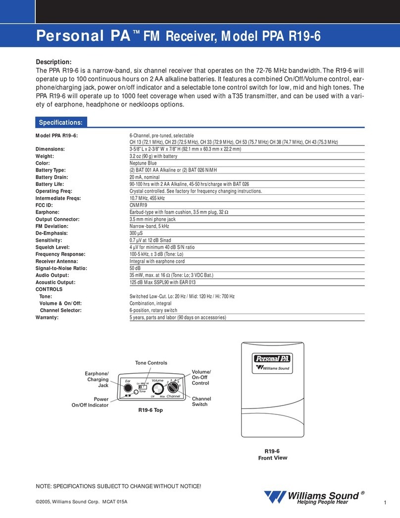 Williams Sound PPA R19-6 Specifications