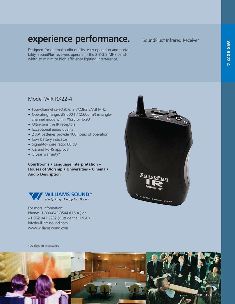 Williams Sound Infrared Receiver WIR RX22-4 Owner's manual Williams Sound Infrared Receiver WIR RX22-4 Owner's manual