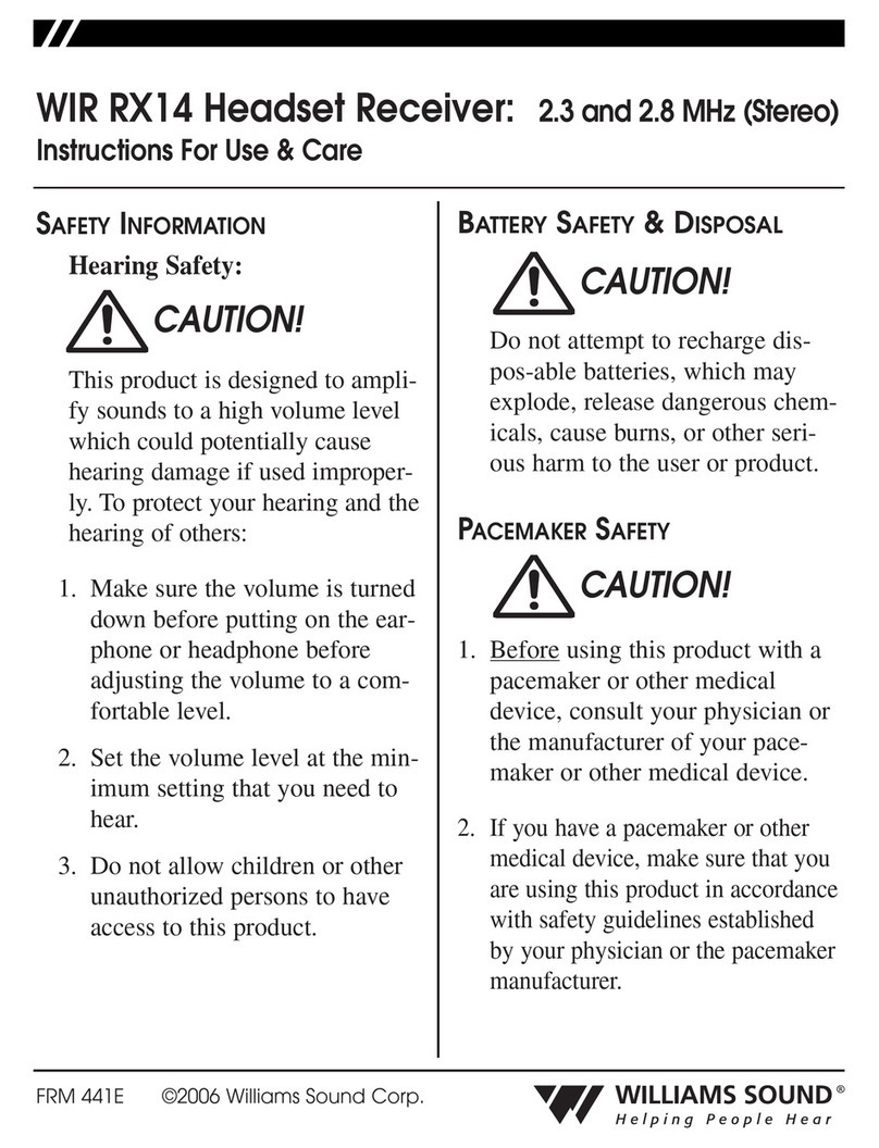 Williams Sound WIR RX14 Instructions for use and care