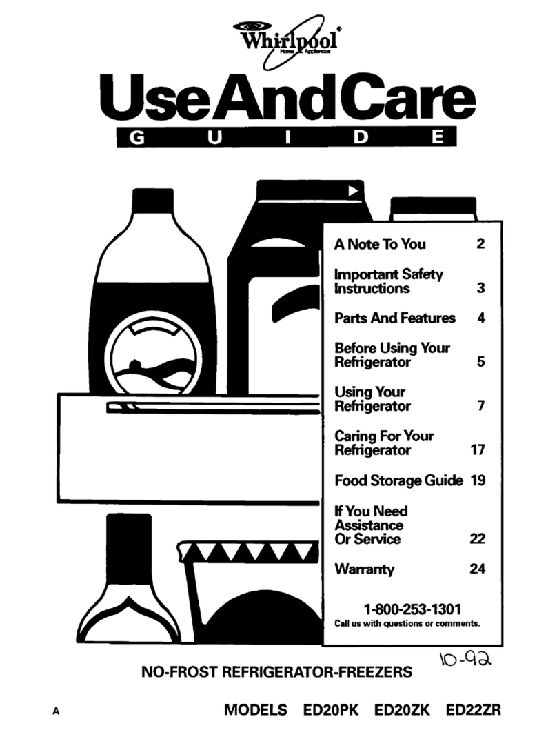 Whirlpool ED20ZK Use and care guide