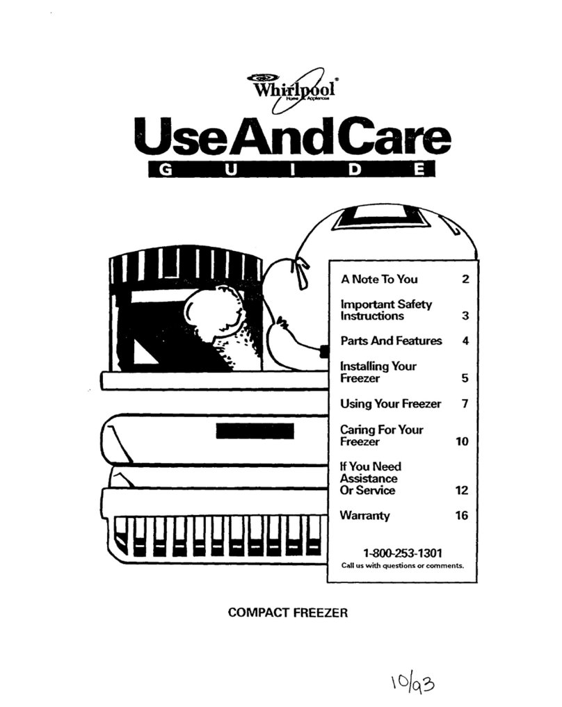 Whirlpool COMPACT FREEZER User manual