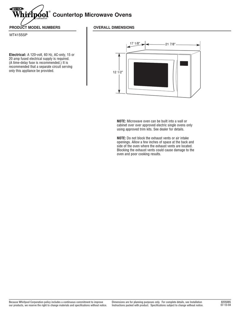 Whirlpool  MT4155SPT Dimension Guide