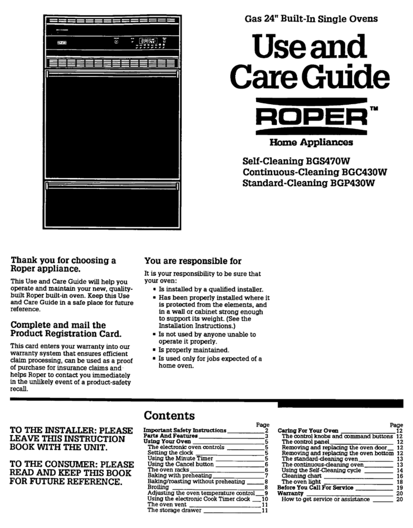 Roper BGC430W BGP430W Use and care guide