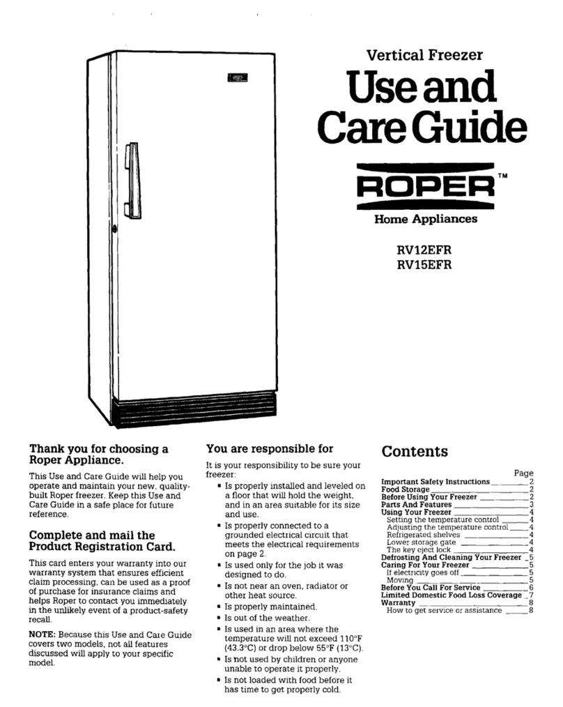 Roper RV12EFR Use and care guide