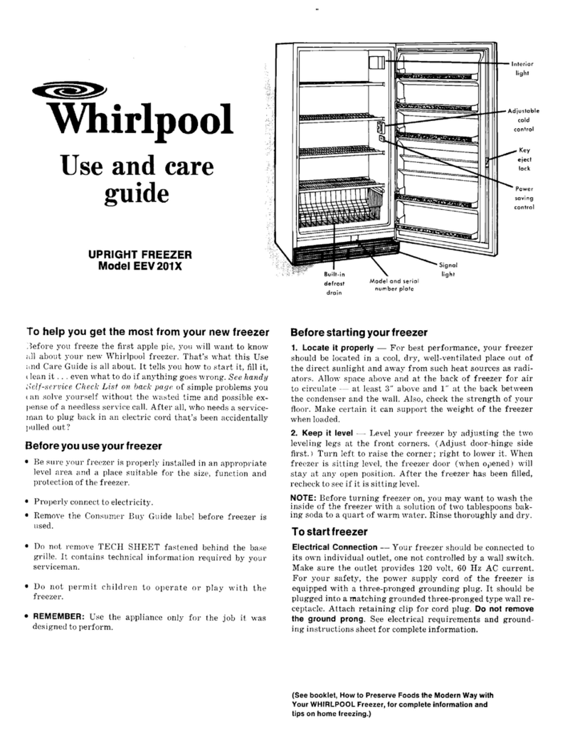 Whirlpool EEV 201 X Use and care guide