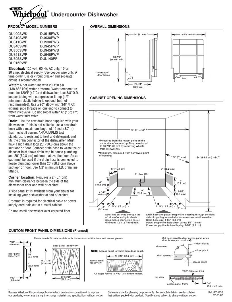 Whirlpool DU850SWP Series User guide Whirlpool DU850SWP Series User guide