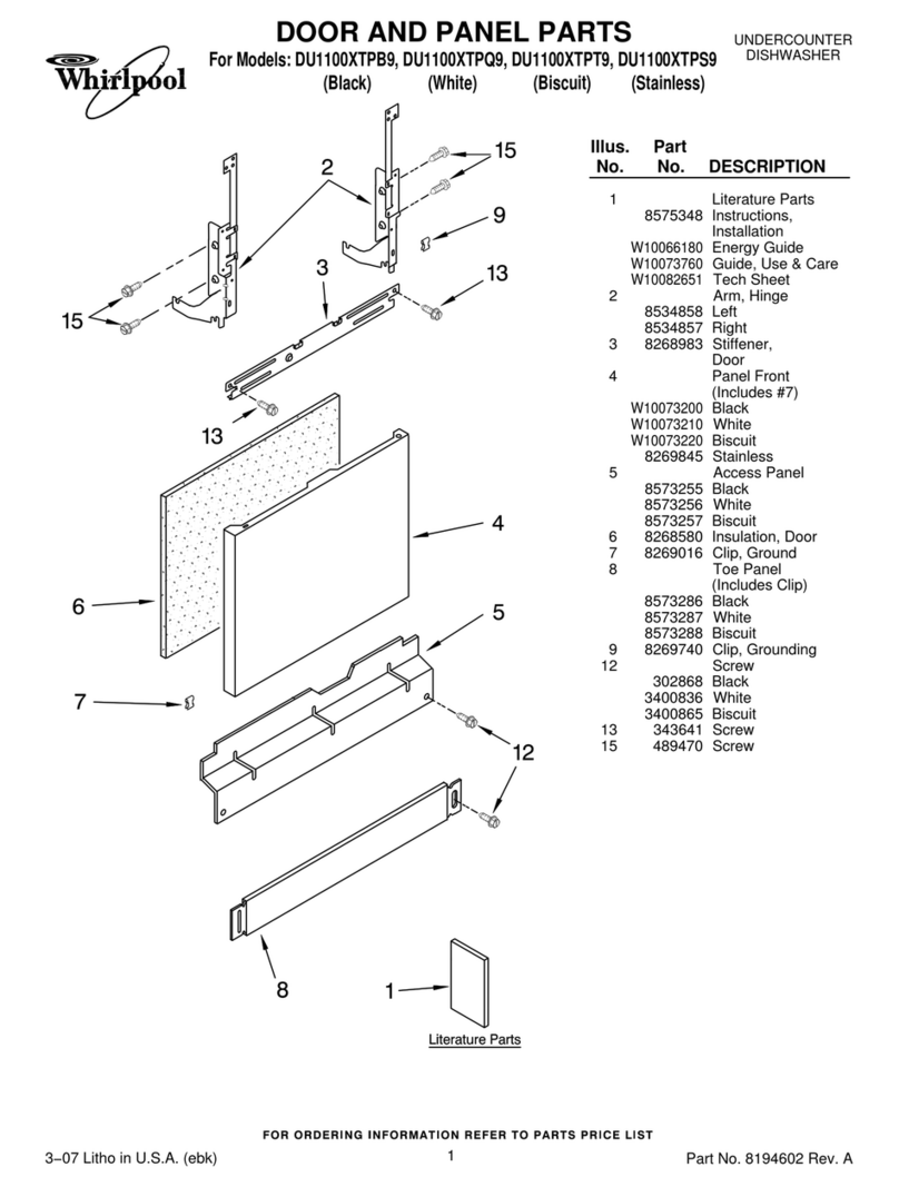 Whirlpool DU1100XTPB9 parts list