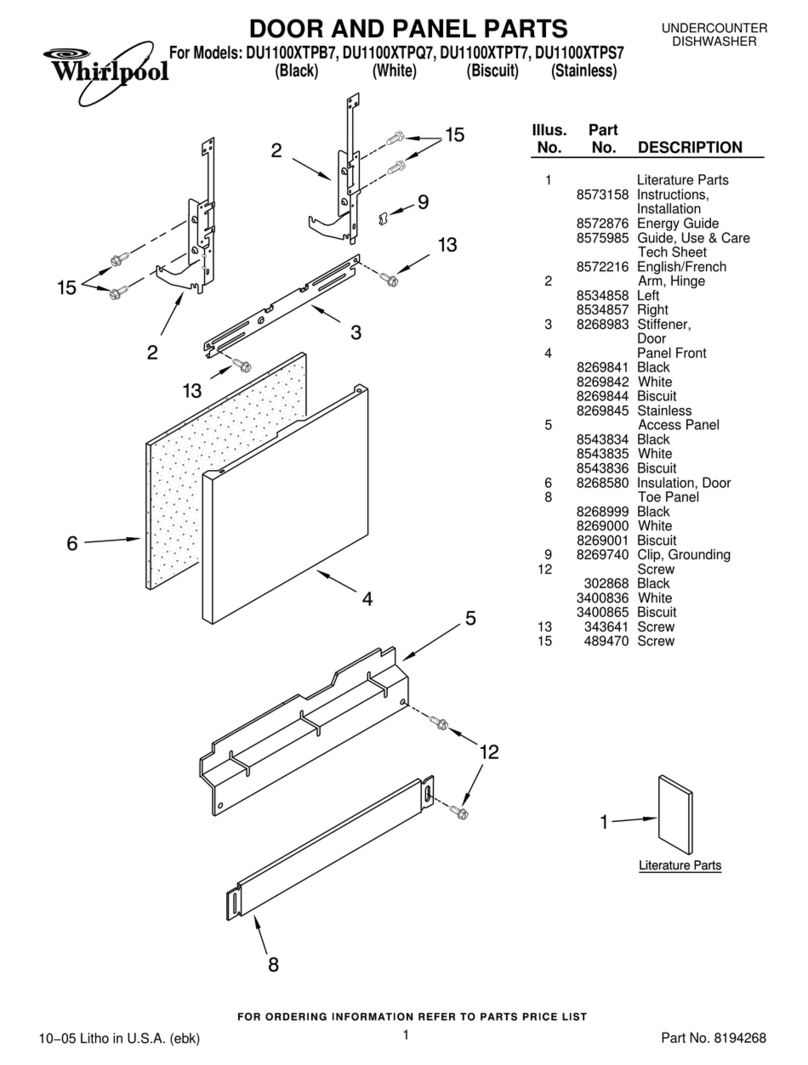 Whirlpool DU1100XTPB7 parts list