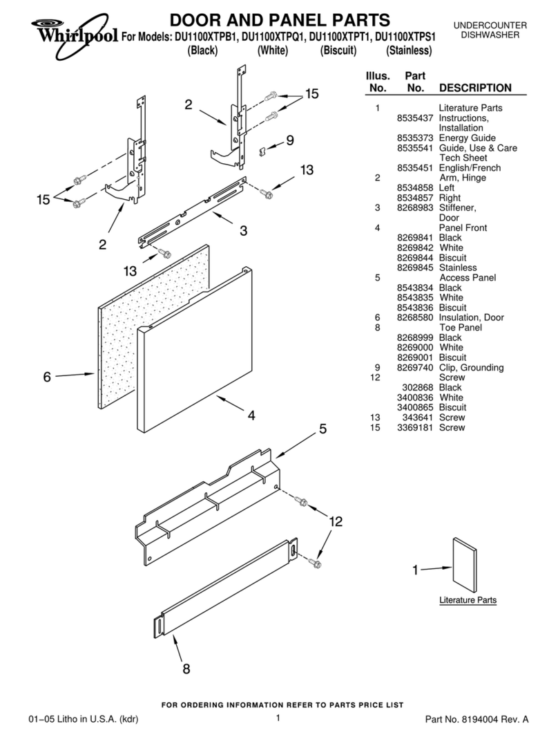 Whirlpool DU1100XTPB1 parts list