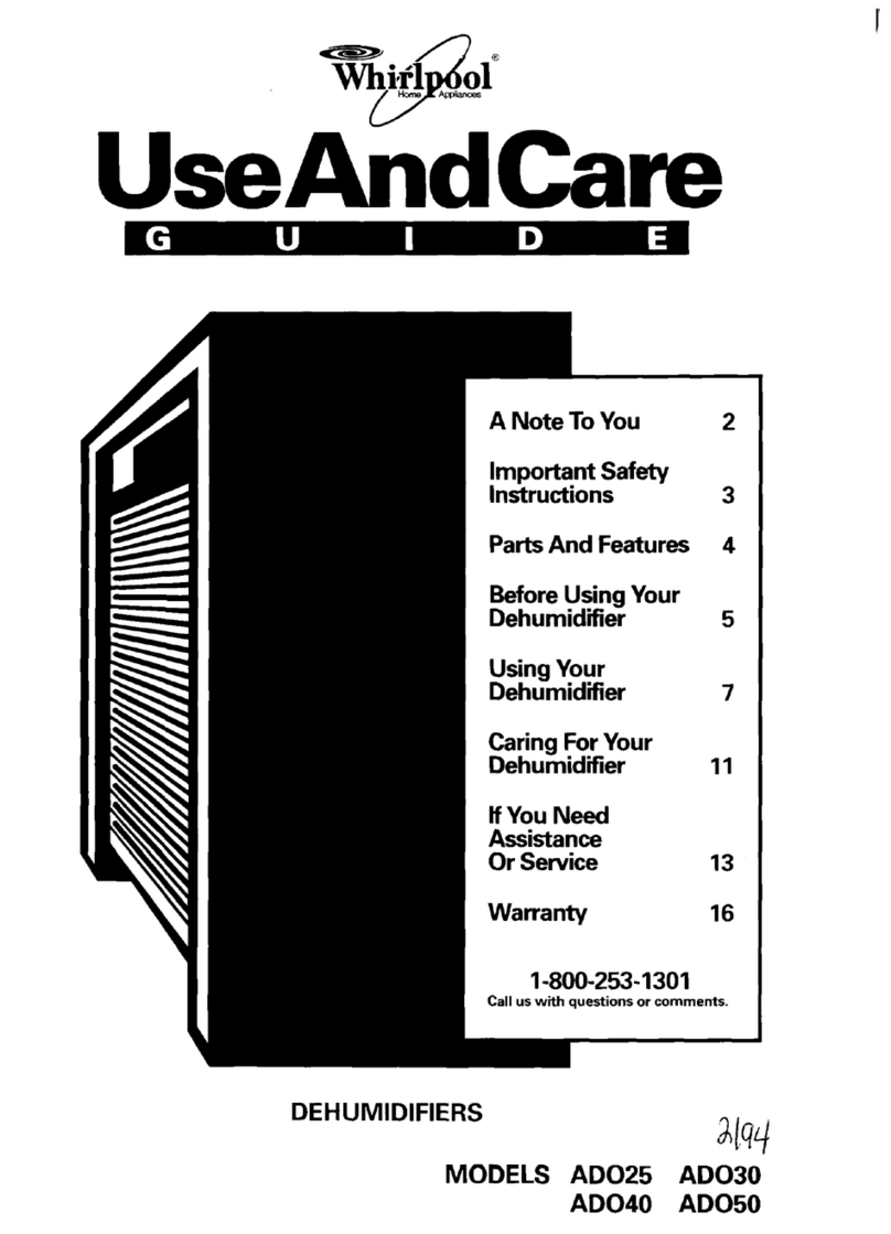 Whirlpool AD030 Use and care guide
