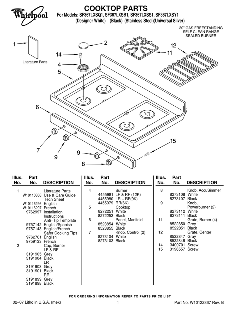 Whirlpool SF367LXS parts manual