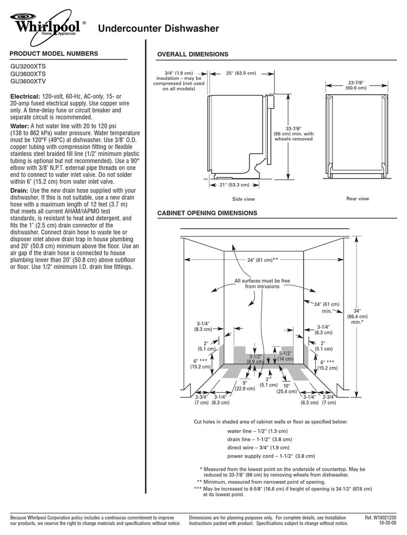 Whirlpool GU3600XTV Dimensions