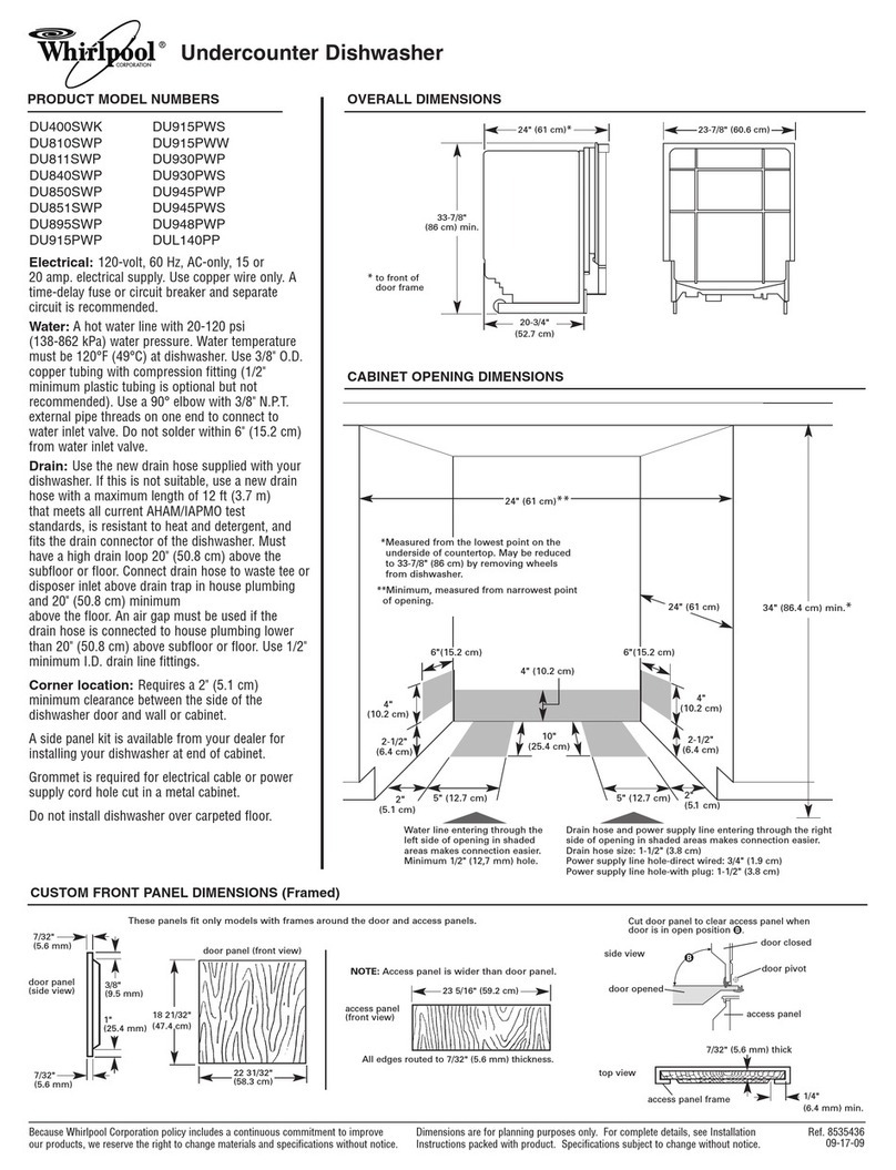 Whirlpool DU810SWPT Dimensions