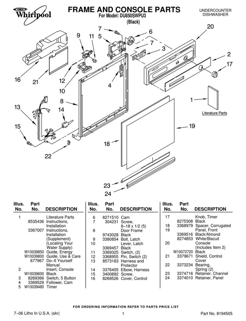 Whirlpool DU850SWPU3 parts list