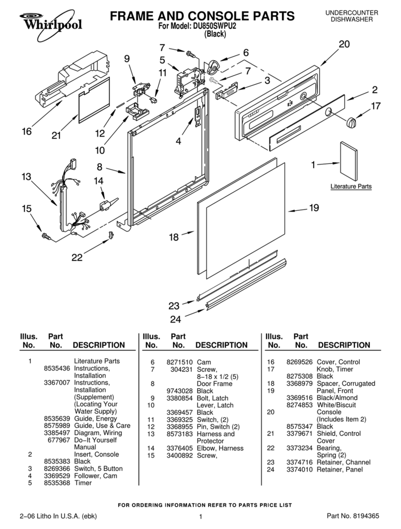 Whirlpool DU850SWPU2 parts list