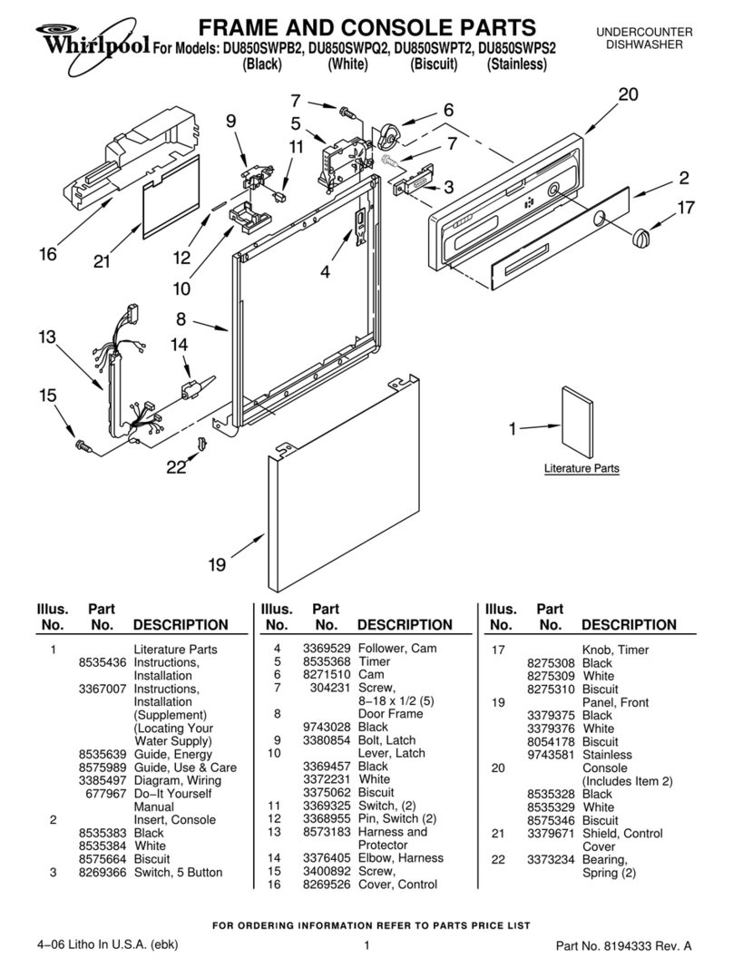 Whirlpool DU850SWPB2 User manual