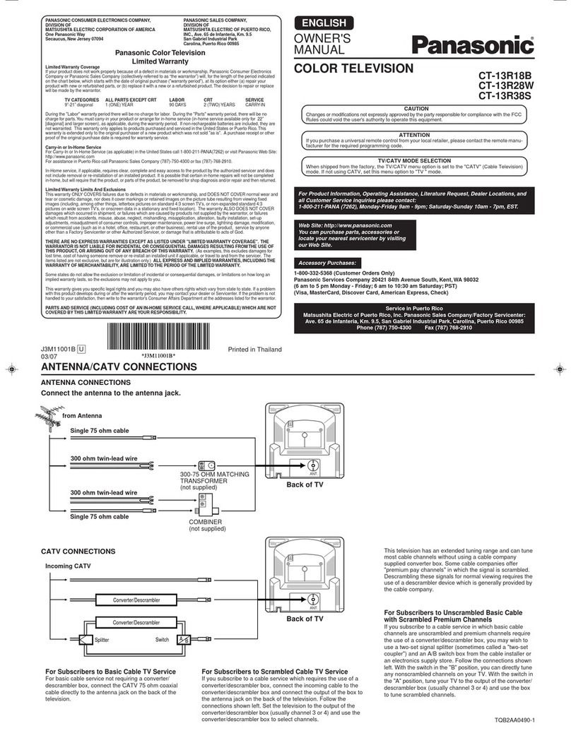 Panasonic CT-13R18 User manual