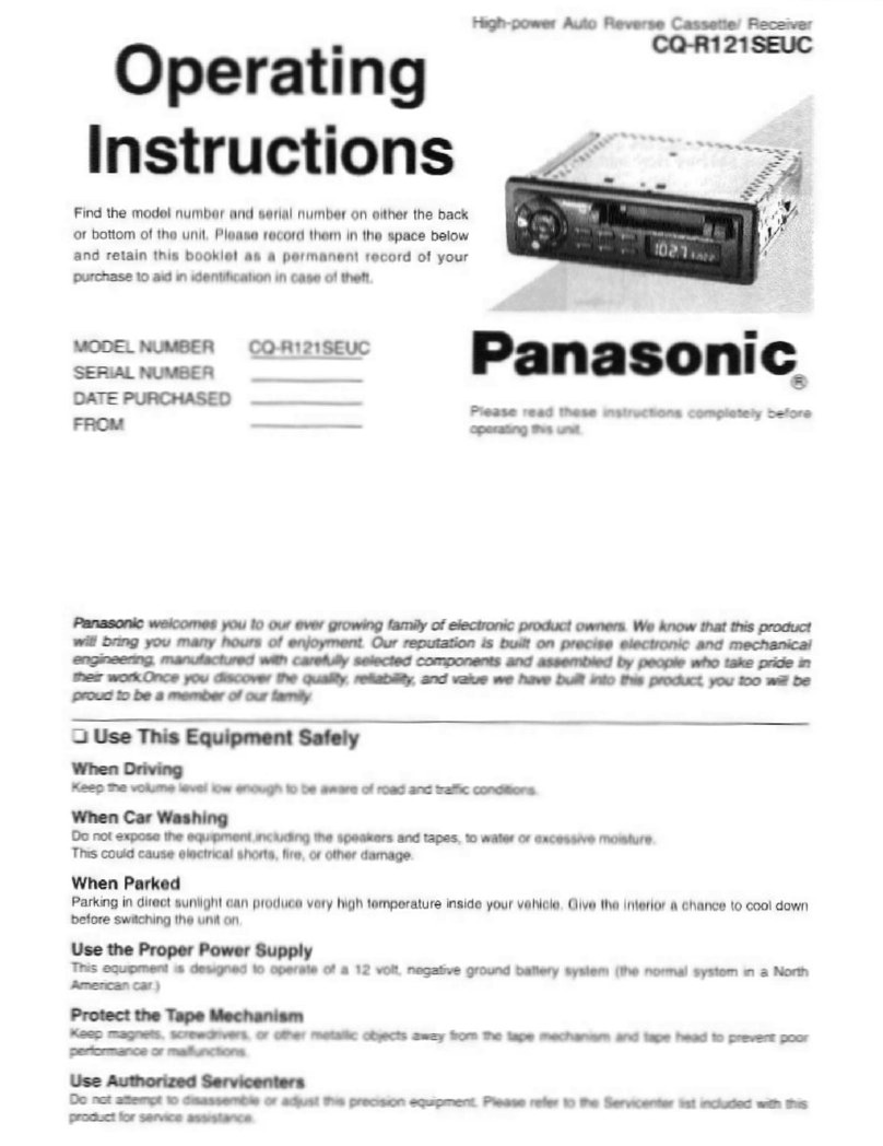 Panasonic CQ-R121 Operating operating manual