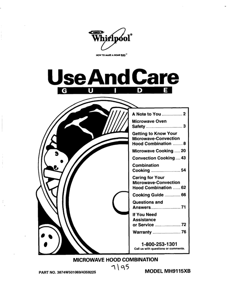 Whirlpool MH9115XB Use and care guide