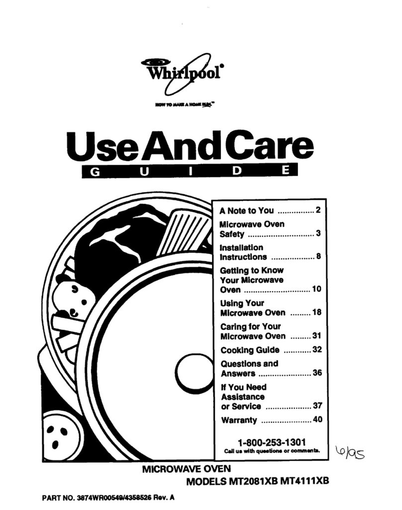 Whirlpool MT2081XB Use and care guide