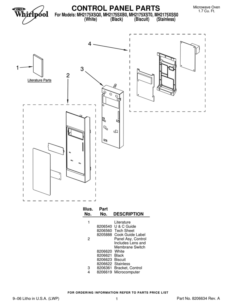 Whirlpool MH2175SXB0 parts list