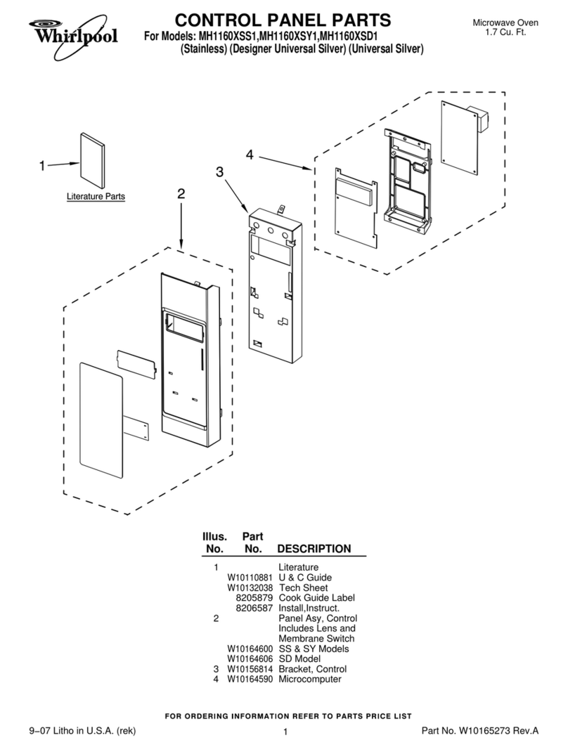Whirlpool MH1160XSD1 parts list