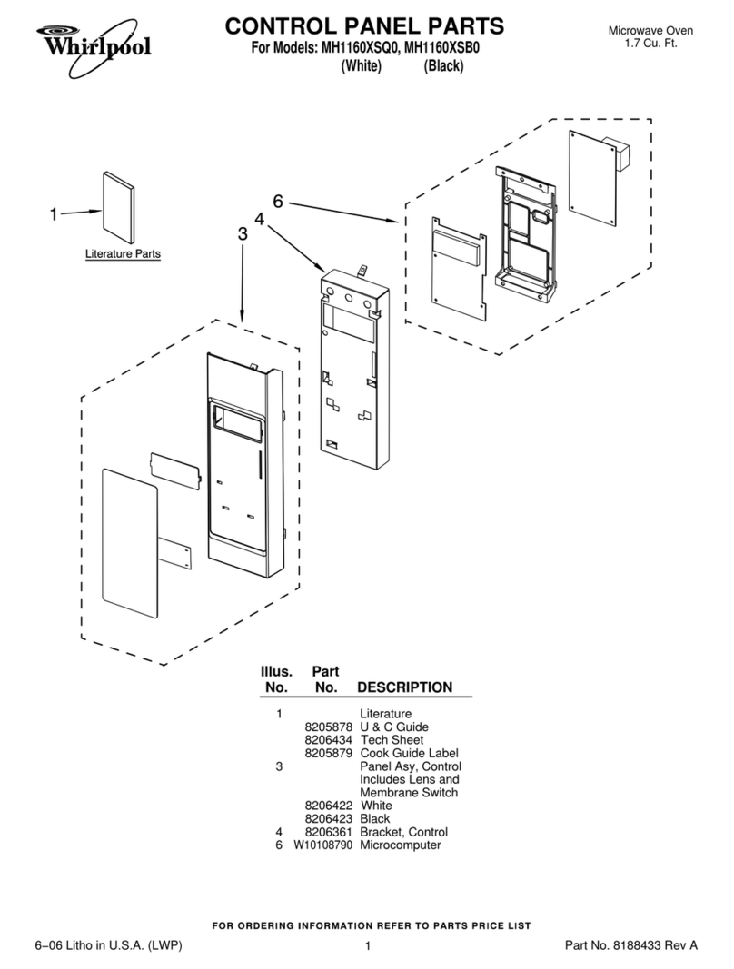 Whirlpool MH1160XSB0 parts list