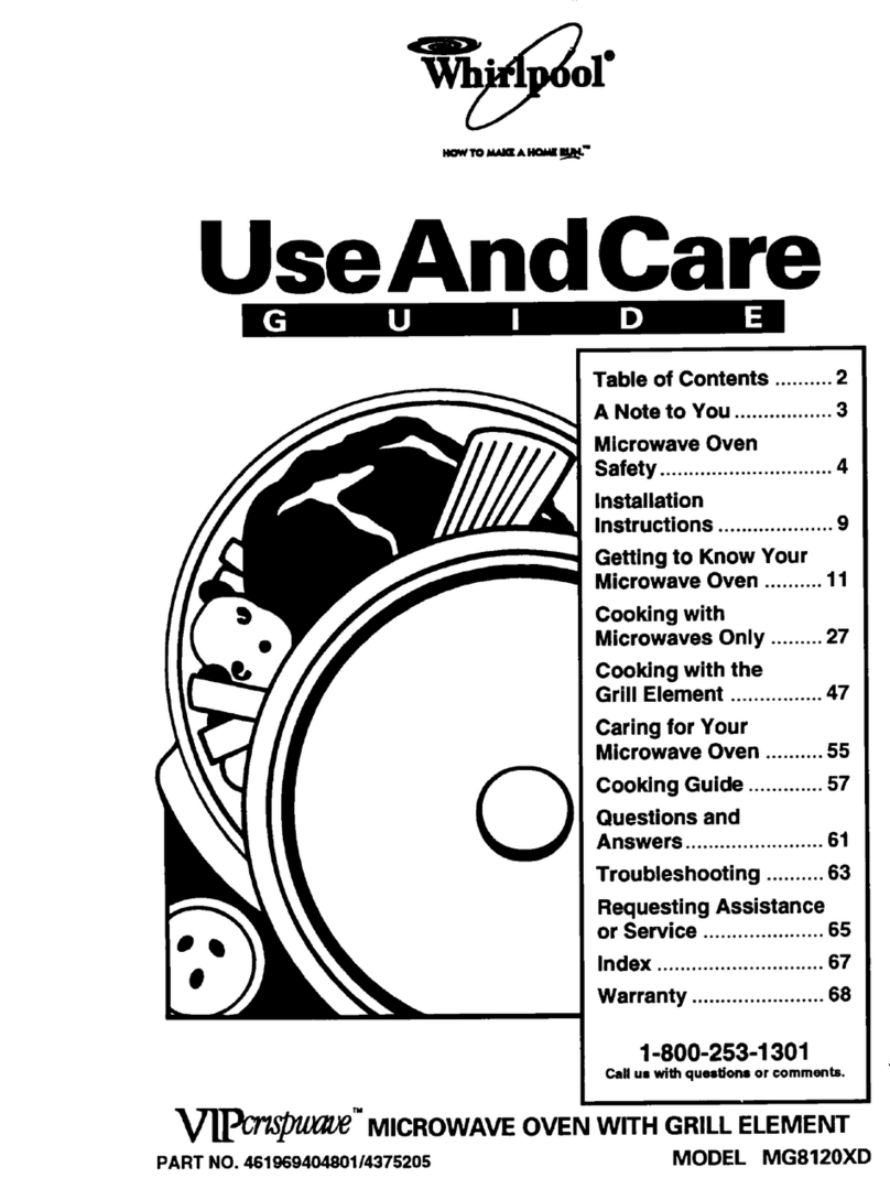 Whirlpool MG8120XD Use and care guide