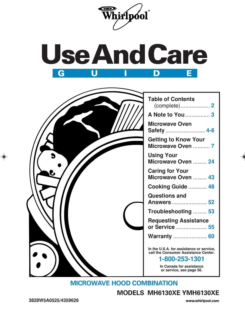 Whirlpool MH6130XE Use and care guide