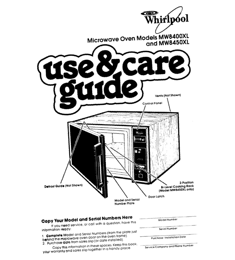 Whirlpool MW8400XL Use and care guide