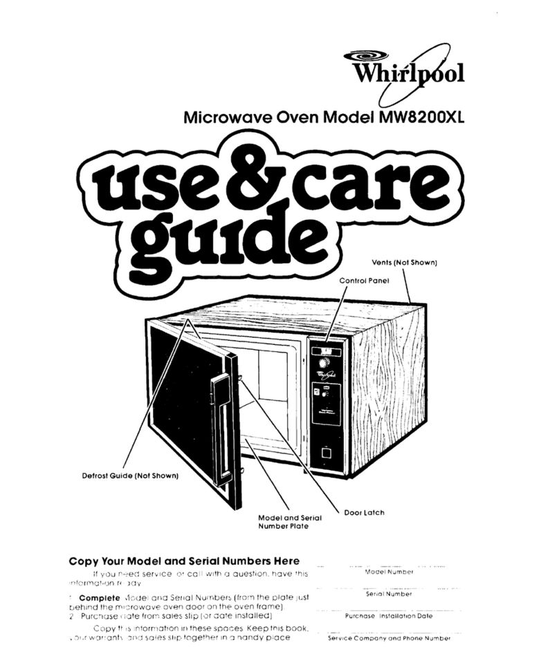 Whirlpool MW82OOXL Use and care guide