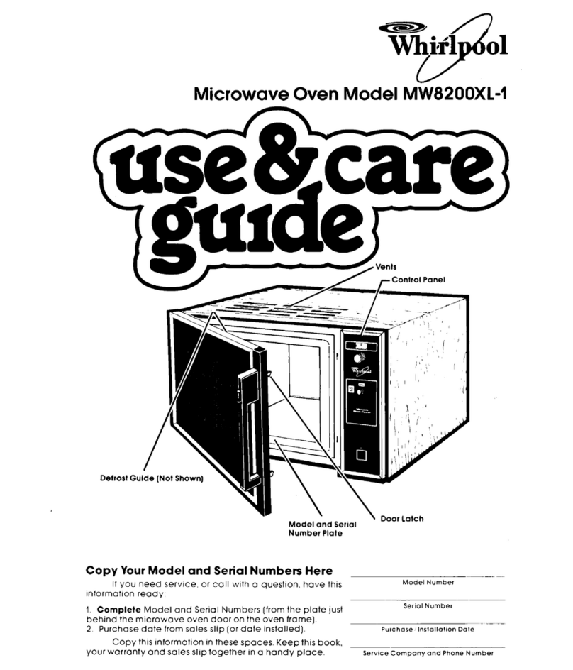 Whirlpool MW82OOXL1 Use & care guide