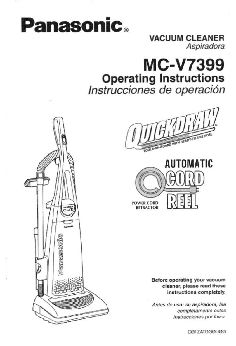 Panasonic MCV7399 - UPRIGHT VACUUM operating instructions