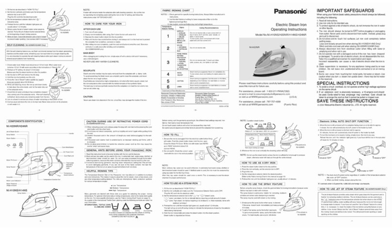 Panasonic NI-H20NR operating instructions