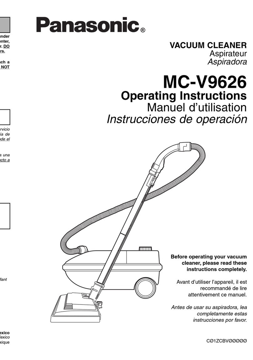 Panasonic MCV9626 - CANISTER VACUUM CLEA User manual