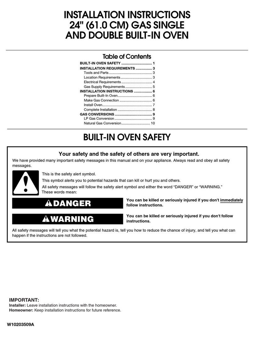 Whirlpool Gas Single And Double Built-In Oven installation instructions