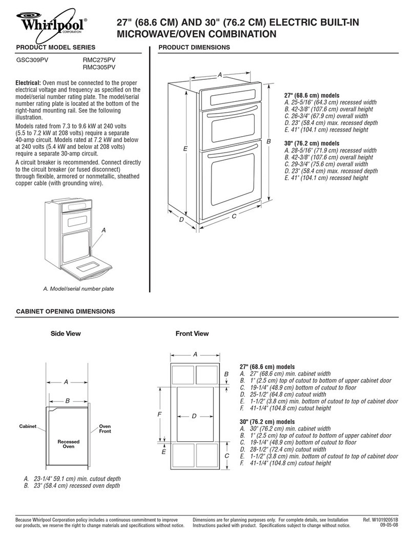 Whirlpool GSC309PV Series Dimension Guide Whirlpool GSC309PV Series Dimension Guide