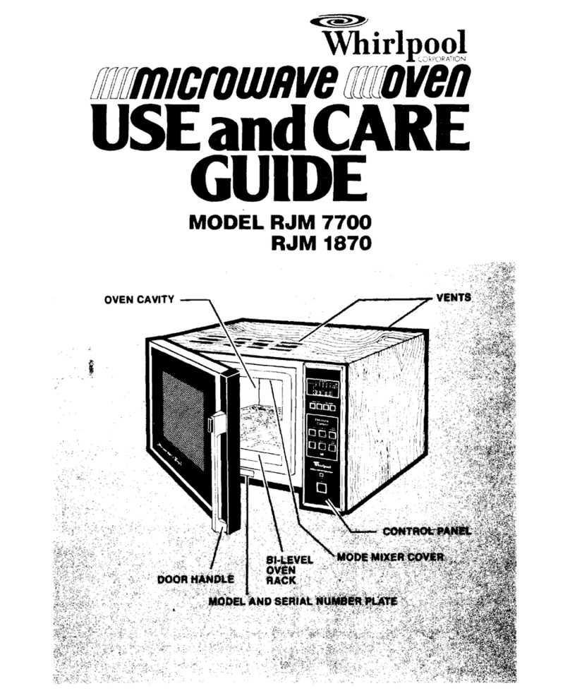 Whirlpool RJM 1870 Use and care guide
