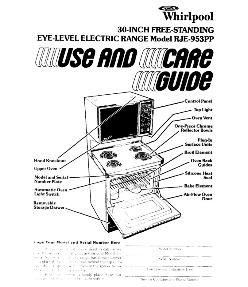 Whirlpool RJE-953PP Use and care guide