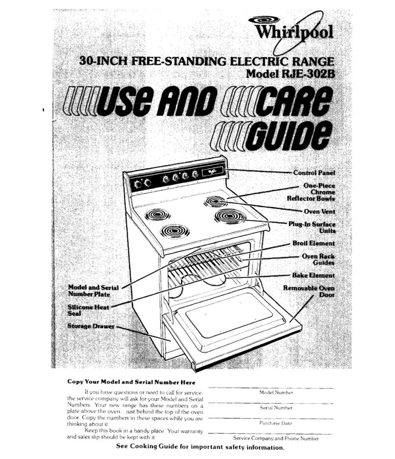 Whirlpool RJE-302B Use and care guide
