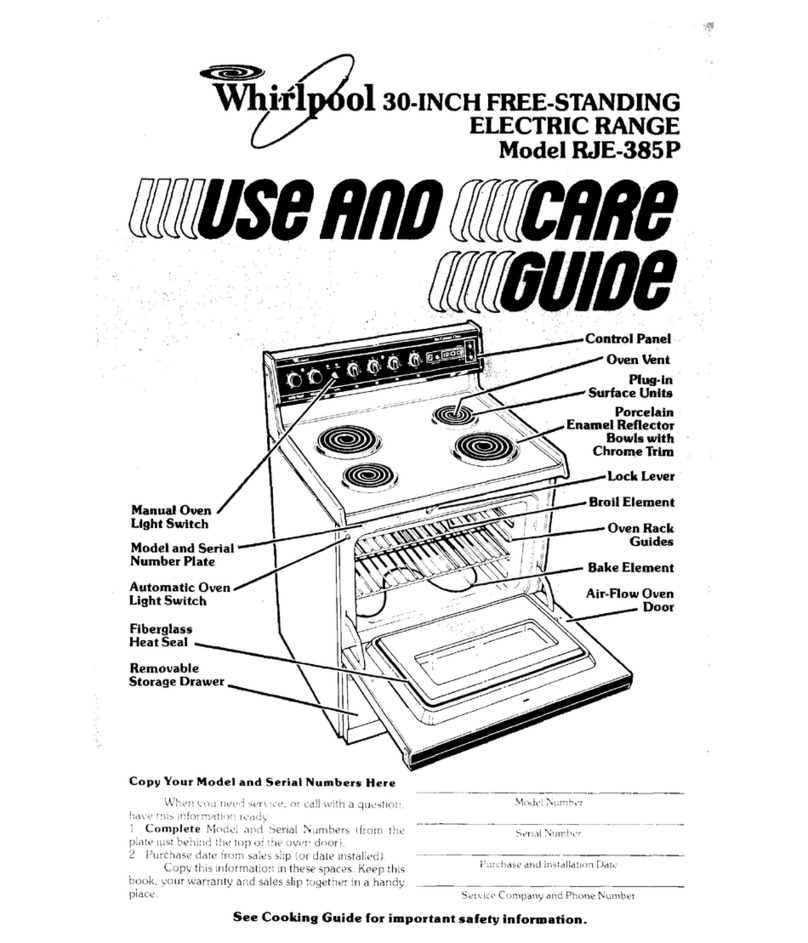 Whirlpool RJE-385P Use and care guide