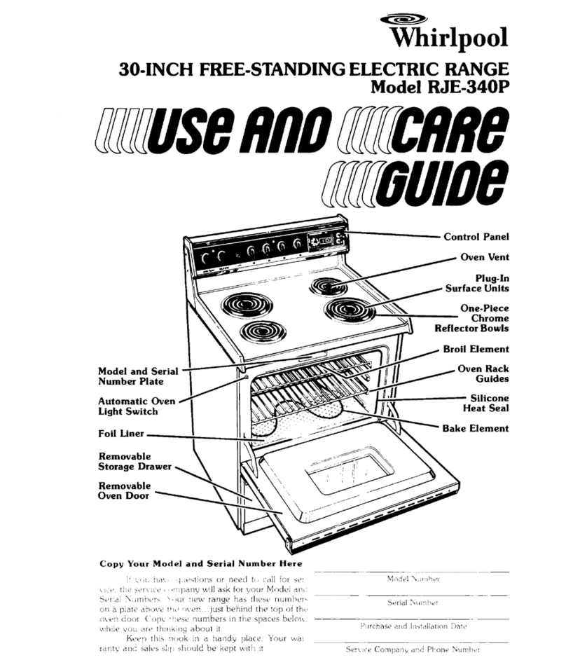 Whirlpool RJE-340P Use and care guide
